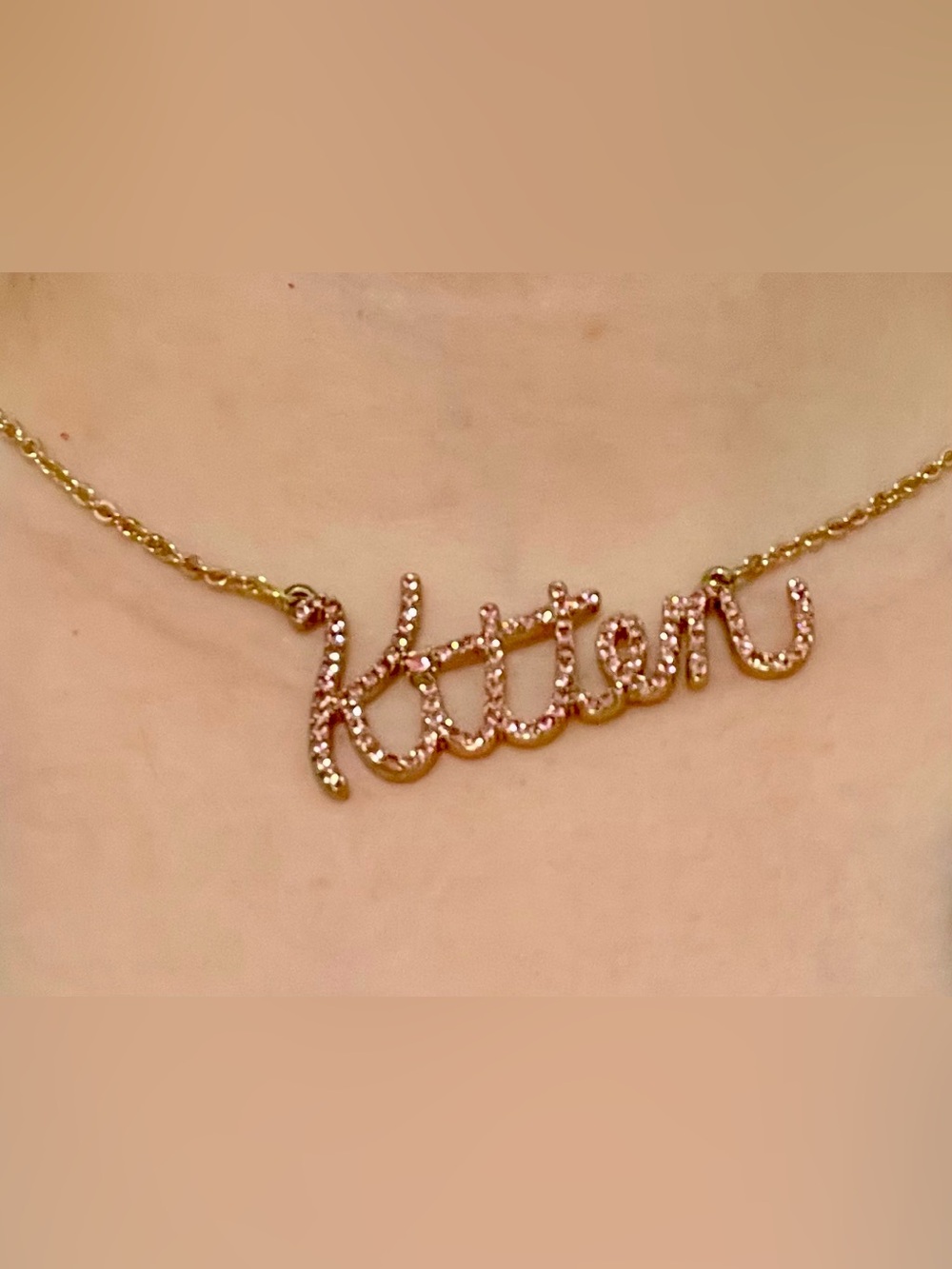 Betsey Johnson "Kitten" Cursive Name Chain